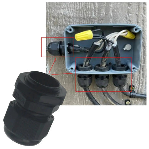 10 Pack Black M20x1.5 Waterproof Cable Glands For 6-12mm Cables Installed in Junction Box