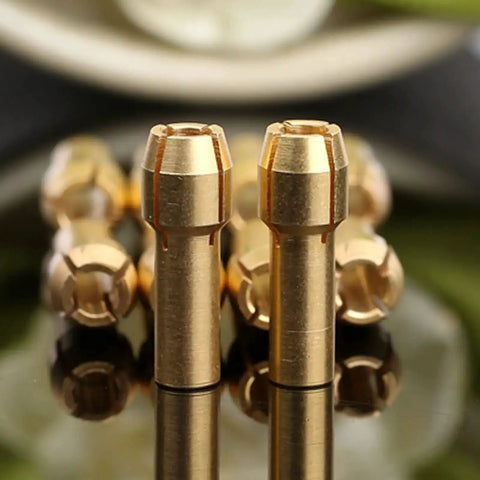 10 Pack Brass Collet Nut Adapters 3.2mm Replacement for Dremel Rotary Tools close-up, showcasing durable copper material