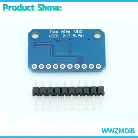 ADS1115 16 Bit 4 Channel I2C IIC Analog To Digital Converter with blue circuit board and pins for Arduino Raspberry Pi