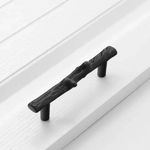 8 Piece Black Tree Branch Cabinet Handles Set with Natural Twig Design mounted on furniture, zinc alloy, rust resistant