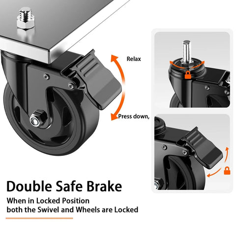 4 Inch Stem Casters Set Of 4 Heavy Duty Swivel Castors With Three Eighths Inch Diameter Threaded Stem showing brake mechanism