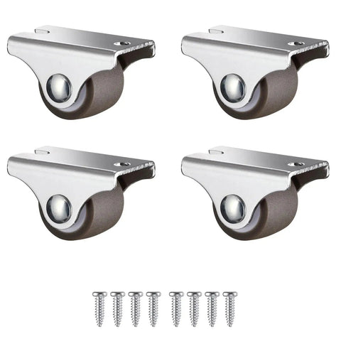 1 Inch Mini Fixed Caster Wheels Set Of 4 With Steel Top Plate Low Profile Silent TPE Rubber Caster Wheels For Furniture
