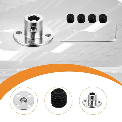 4Pcs 6mm rigid flange shaft couplers with screws and L-wrench, silver metal construction