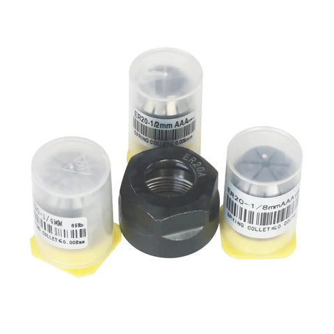 ER20 Collet Nut Set For CNC Milling And Lathe Tools Pro Grade Includes One Eighth Inch One Quarter Inch And One Half Inch Collets