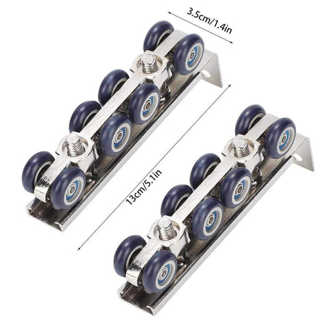 8 Wheel Door Track Pulley Kit For Sliding Barn Doors, Silent Rolling Floor Track System With Detachable L Shape Inserts