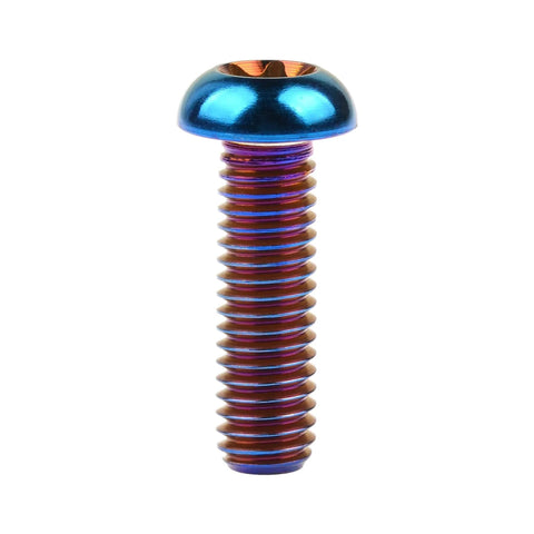 Heavy Duty Titanium Button Head Torx Bolts M6x20mm Pack Of 6 Burn Blue 6AL4V Grade 5 For Bicycle Motorcycle Car 1mm Thread Pitch T30 Torx Key Required High Strength Fasteners With Full Thread