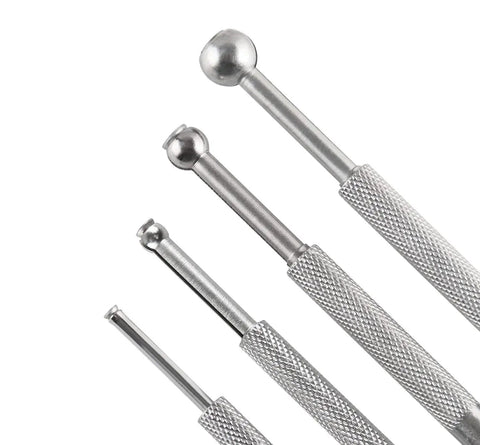 Small Hole Gauge Set Ball Type 4 Pc For Pro Grade Inside Diameter Checks with knurled handles and satin chrome finish