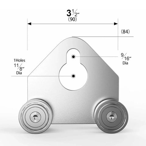 Four Wheel Trolley Assembly For 1.625 Inch Wide Strut Channel Posts front view with dimensions, includes lifting eye nut and solid steel support