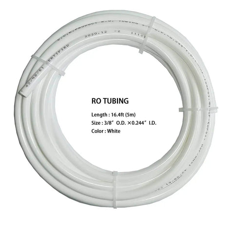 3/8 Inch OD White RO Water Filter Tubing 16.4 Ft PE for home reverse osmosis systems, drinking water filters, NSF certified