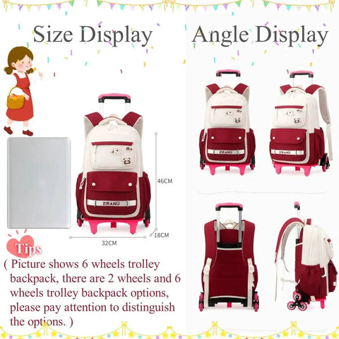 Kids Rolling Backpack For School With Wheels Trolley Bag Durable Aluminum Frame Lightweight Design For Boys And Girls