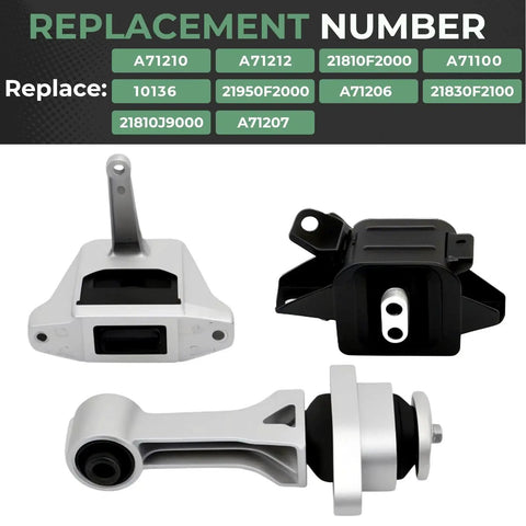 Beefed Up Three Piece Engine And Transmission Mount Set For Hyundai Elantra 2017-2022 1.4T 1.6T 2.0L Elantra GT 1.6T 2.0L