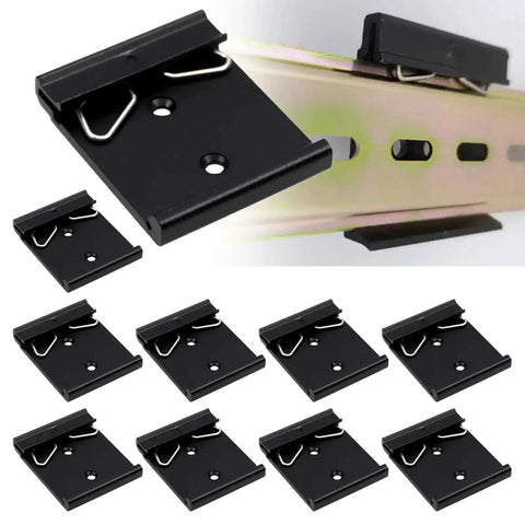 1.65 Inch Din Rail Mount Clip Snap In Universal Bracket For 35mm Din Rails Aluminum Alloy Relay Clip Heavy Duty Black Mounting Clip For Switches And Injectors 10 Pack