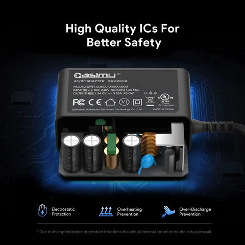 20W AC Power Brick For ResMed AirMini AutoSet Travel CPAP Machine 24V 0.83A Charger Cord showing internal components and safety features