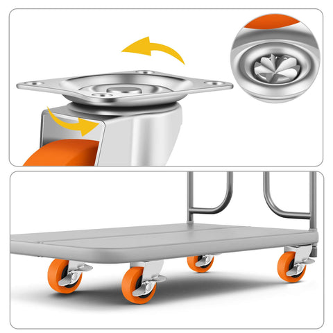 Caster Wheels, 3 Inch Heavy Duty Casters Set of 4 - Locking Swivel Plate Polyurethane Wheels with Brake for Furniture, Carts, and Workbench - Canadian Ball Bearing Supplier.