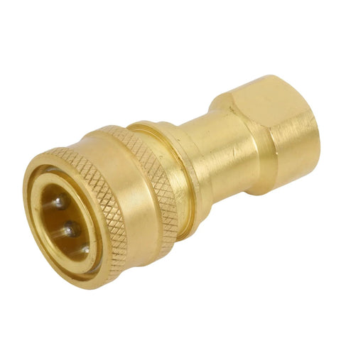 Brass 1/4 in NPTF hydraulic nipple with knurled coupling ring