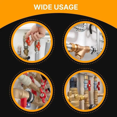 Brass Adapter 3/4 Inch Male To 1 Inch Female Threaded Fittings Reducer NPT Hex Connector in various pipe and hose setups.