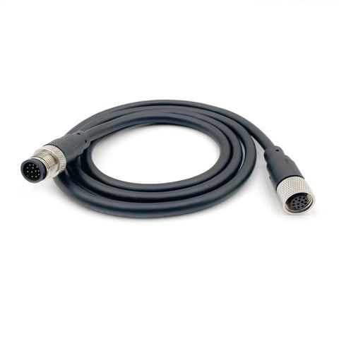 3.28ft M12 12 Pin Male To Female Connector Cable A Code Straight Profibus IP67 Waterproof, PVC Jacket, industrial fieldbus use