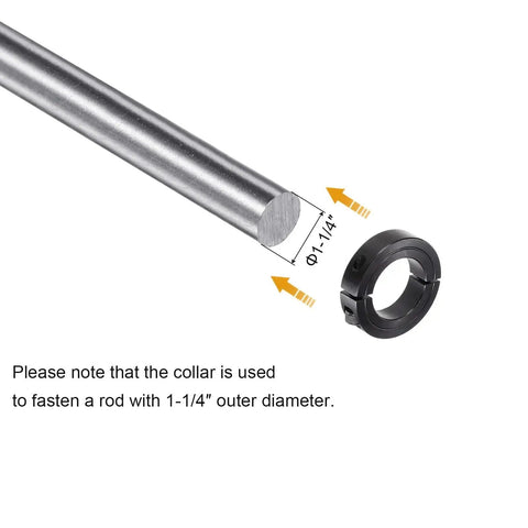 Four Pack Shaft Collars For One And A Quarter Inch Rod Outer Diameter Two And One Sixteenth Inches Half Inch Wide Black Oxide Plated Double Split Clamp