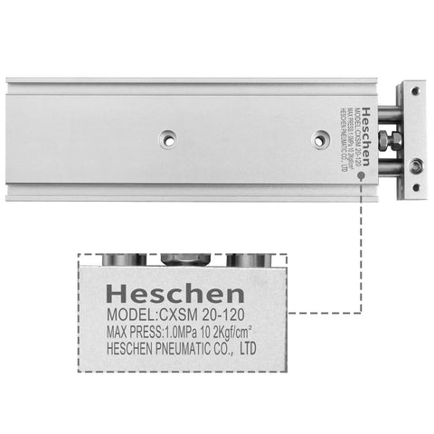 Dual Aluminum Pneumatic Cylinder With 20mm Bore And 120mm Stroke Guide Rod Plate Double Acting Cushioned Slide Bearing M5 Port Piston OD 10mm