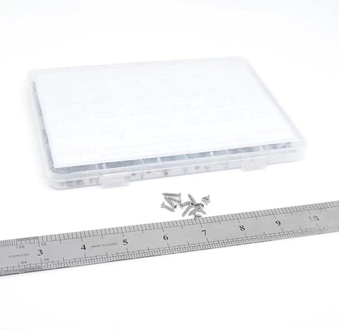 Massive 1200 Pieces 304 Stainless Steel Phillips Flat Head Self Tapping Screws Assortment Kit with 24 Sizes M1 M1.2 M1.4 M1.7 M2 M2.2