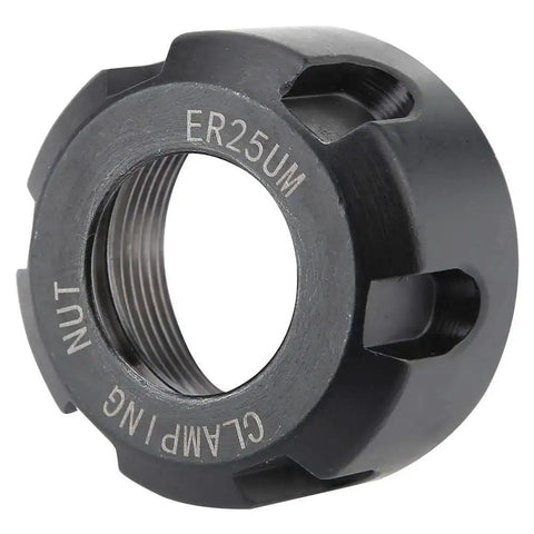 Collet Clamping Nut For Lathe Tools, Black Finish, Precision M32 Collets, Durable 42CrMo Steel Construction, ER25UM designation