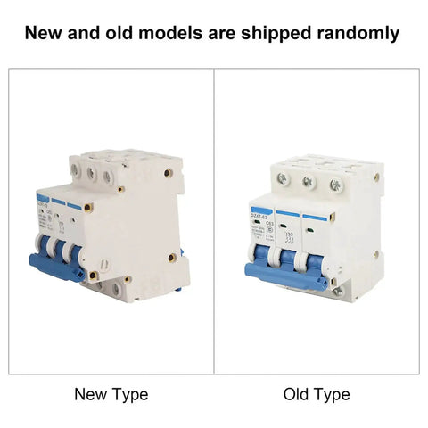 Three Pole 63 Amp Miniature Circuit Breaker for 220 to 380V AC 4500A Breaking Capacity Built Tough DIN Rail Mounted RCCB DZ47 63 Model ID Reliable Power Safety Switch showing new and old models side by side.