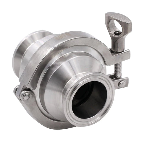 Sanitary check valve, 1.5 in tri-clamp, stainless steel 304, one-way flow.