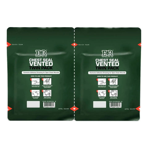 Vented Chest Seal Twin Pack With Quick Tear 6.6 Inch Square Occlusive Dressings For Open Chest Wounds Latex Free Dual Seals