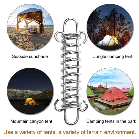 Doucdoft 10Pcs 304 stainless steel tent spring buckles with hooks, heavy-duty tarp/awning tension springs