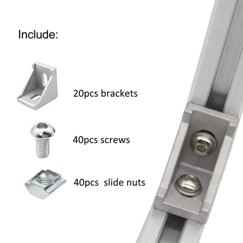 20 Sets 10 Series Aluminum Extrusion Corner Bracket Kit Pro Grade 1x1 Inch Right Angle L Connectors With T Nuts And Stainless Hardware