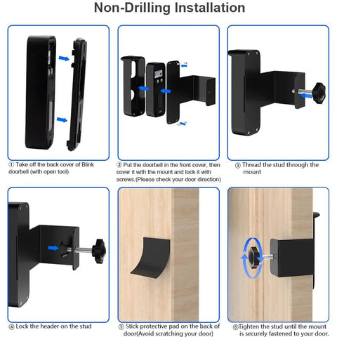 Installation guide for Anti Theft No Drill Door Mount For Blink Video Doorbell 2021 1st Gen Weatherproof Mounting Bracket