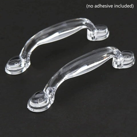 Self Adhesive Transparent Acrylic Drawer Knobs 2 Pack Glass Look Dresser Pull Handles with Smooth Burr Free Edges