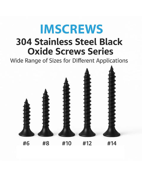 Heavy Duty Black Wood Screws For Cabinet Hinges And Drawer Slides In 304 Stainless Steel Flat Head Self Tapping 6 x 1 200 Count Bulk Pack Natural Black Finish Anti Rust IMSCREWS.