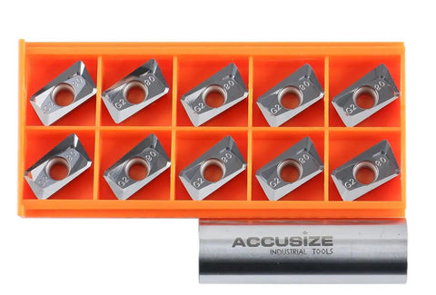 APKT160408-LH Carbide Inserts For Aluminum Machining 10 Pack in orange tray, showing uncoated inserts for superior finish