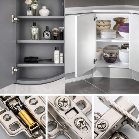 Frameless Concealed Cabinet Hinges With Soft Close, 2 Pack, 2D Adjustable For Full Overlay, installed on modern cabinets