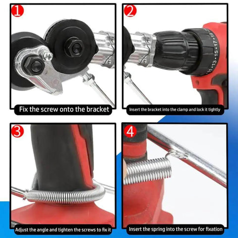 Four-step setup guide for Drill Shears Attachment For Cutting 0.3 To 1.0 mm Metal Sheets Nibbler Drill Attachment Sheet Metal Cutter Tool