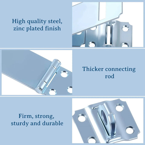 Six Pack Door Hasp And Latch Locks Set Three And One Half Inch Extra Thick Steel Hasp Clasp With Screws Zinc Plated Finish