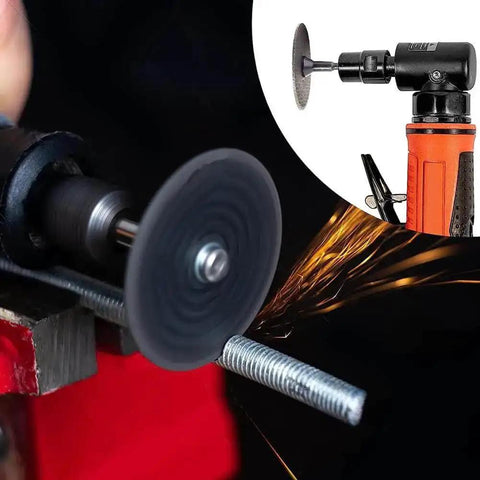Six Piece Cut Off Wheel Set For Die Grinder With One Quarter Inch Stem Mandrel cutting metal rod with sparks