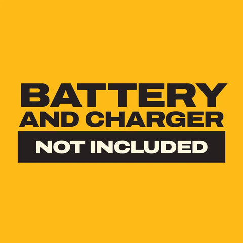 Product label stating 'Battery and Charger Not Included' for 20V Max XR Brushless Impact Driver With One Quarter Inch Hex High Torque 3 Speed LED Work Light Extended Runtime Cordless Tool Only 1825 In Lbs Torque And 3400 RPM.