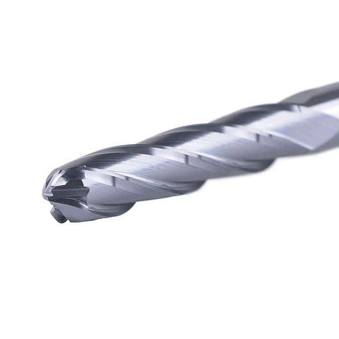 Close-up of 4 Flute Ball Nose End Mill For CNC Milling With Quarter Inch Shank And Quarter Inch Cutting Diameter SpeTool Pro Grade