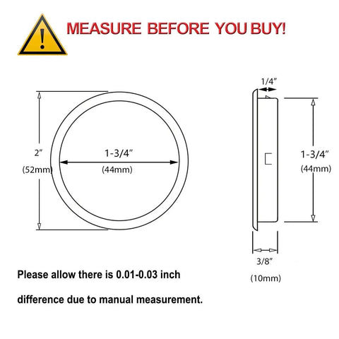 Diagram showing measurements for "4 Pack Closet Door Finger Pull 1-3/4 Inch Black Easy Snap In Installation Fits 3/8 Inch Depth by 1-3/4 Inch Opening Hole"