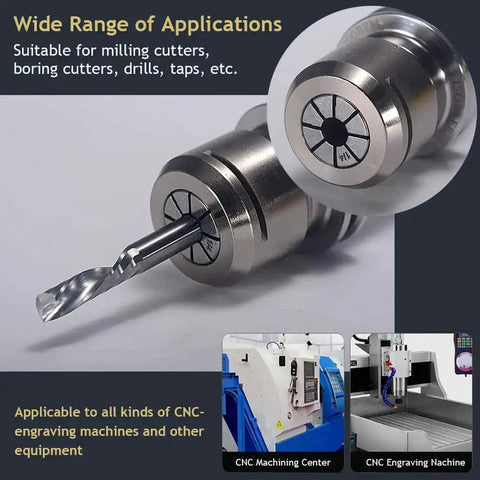 Close-up of a CNC machine equipped with a 15 Piece ER11 Collet Set For CNC Milling Engraving And Lathe Tools in use.