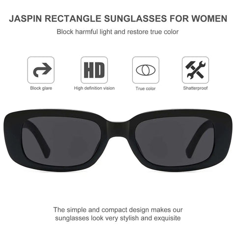 Front view of Dope Rectangle Sunglasses For Women And Men, Y2K Retro 90s Style Square Frame Glasses With UV Protection, Thick Frame