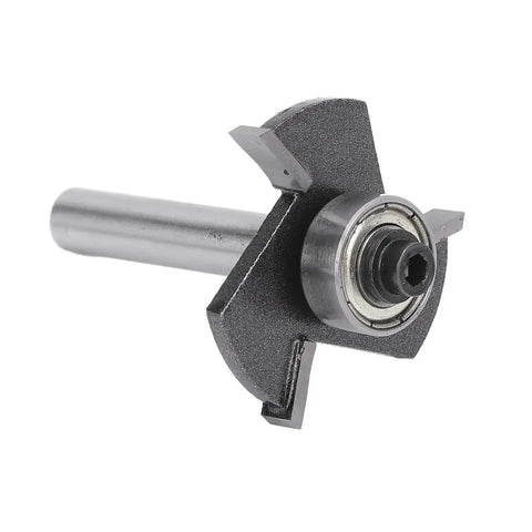 T Shaped Router Bit With One Quarter Inch Shank, Three Teeth Ball Bearing Slotting Cutter For Wood And Plywood, Five Thirty Second Inch Cutting Height