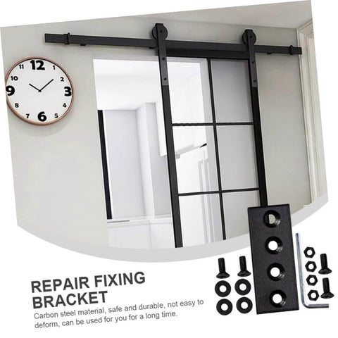 Heavy Duty Flat Bracket Track Rail Connector For Barn Doors And Home DIY Projects, Durable Carbon Steel Mending Plate And Track Stopper, Solid 4 Hole Brace Mount, Metal Repair Plate For Long Lasting Door Track Support.