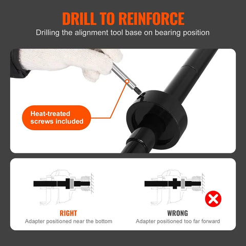 Drilling alignment tool base with heat-treated screws from Gimbal Bearing Alignment And Install Kit For Marine Engines Heavy Duty Alignment Tools Set Compatible With Mercruiser Alpha Alpha 1 MR Bravo OMC Cobra And Volvo Drives With Precision Tools For Accurate Alignment And Durable Construction.