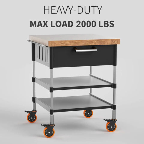 Cart with Heavy Duty 4 Inch Stem Caster Wheels Set Of 4 With Dual Locking Brakes For Furniture And Carts, max load 2000 lbs
