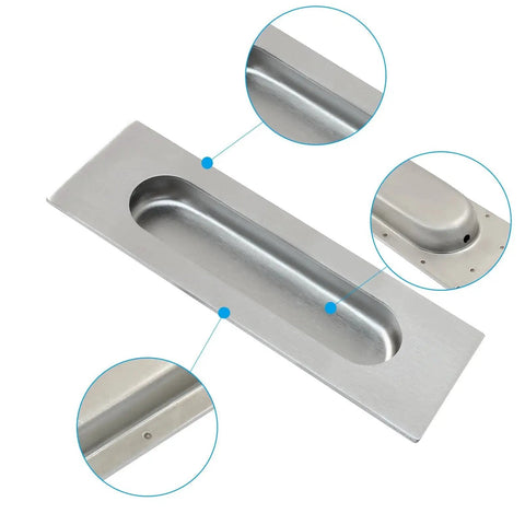 4 Pack 4.72 Inch Recessed Pocket Door Handles Brushed Nickel Stainless Steel for sliding barn doors, patio, cabinets, closets