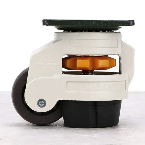 Four Piece Leveling Casters For Workbenches With Nylon Wheels And Rubber Feet Retractable Caster Set Load Up To 2200 Lbs Each Easy Height Adjustment