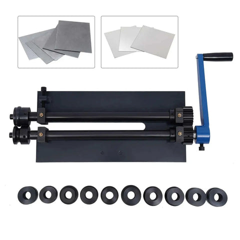 Gear Driven Sheet Metal Bead Roller Machine With 12 Inch Capacity Bench Mounted Bead Roller With 6 Dies Set Manual Wire Press Grey